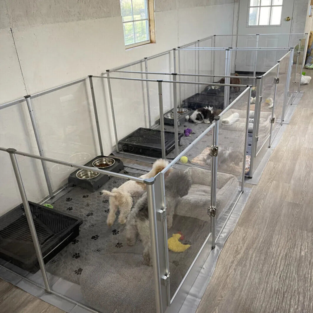 XXL Acrylic Dog Playpen Clear Exercise Enclosure Pet Animal Bunny Ferret Dog Cage Pet Whelping Box with Waterproof Fertility Pad