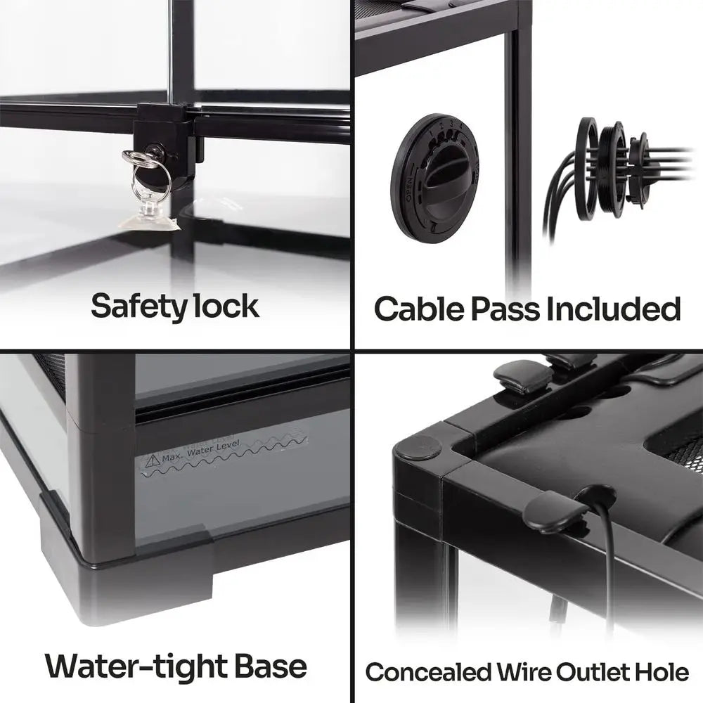 15 Gallon Glass Terrarium for Small Reptiles - Chameleons, Tree Frogs, Geckos, Lizards