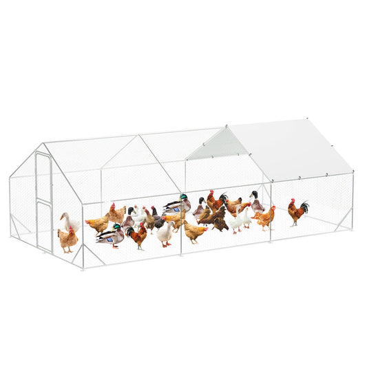 Large Metal Chicken Coop Run for 6/10 Chickens, Spire Shaped Walk in Fence Cage Hen House for Outdoor Yard Farm, Poultry Cage/Pe