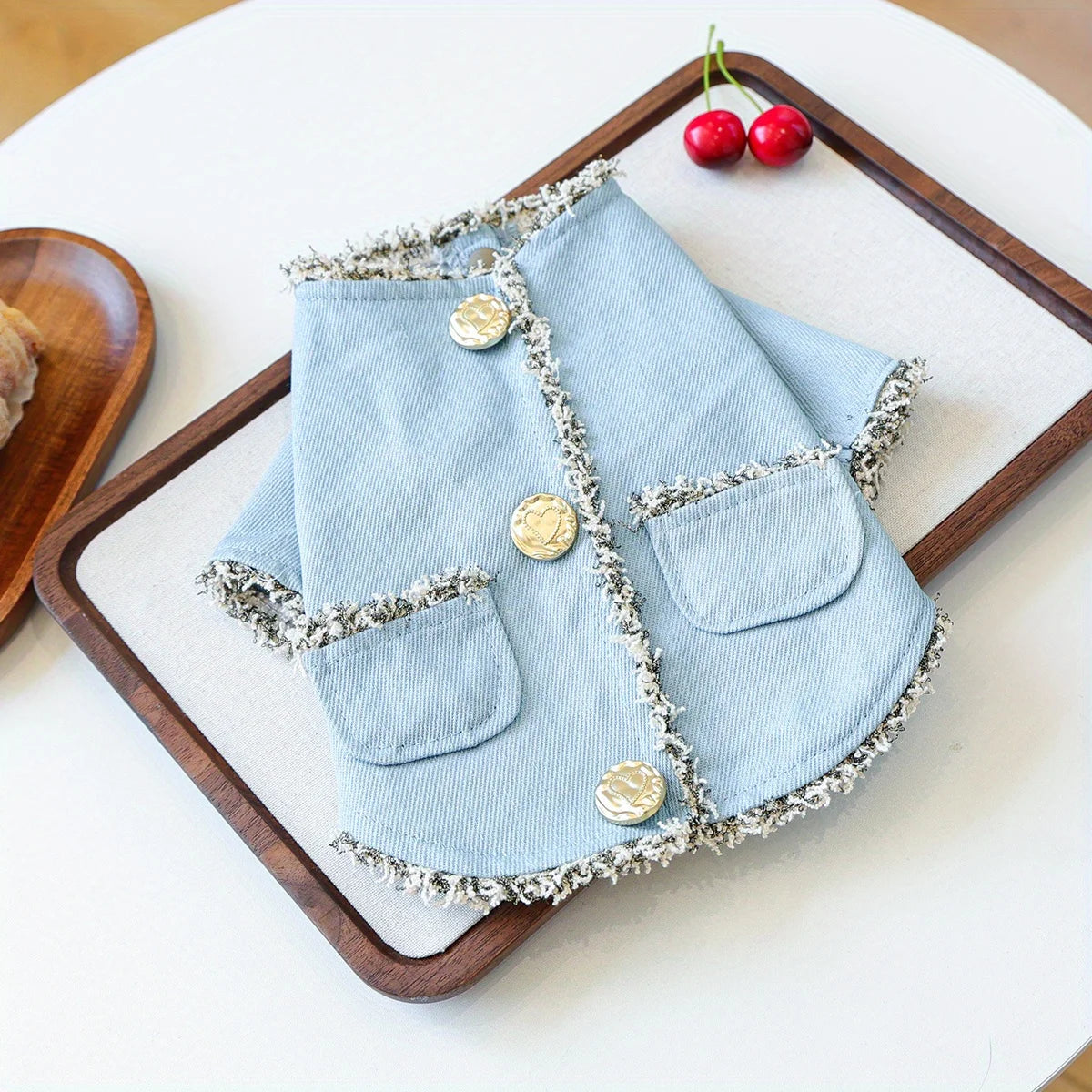 Fashion Frayed Edge Jacket| Teddy, Bichon, Pomeranian, French Bulldog, Corgi, Kitten Universal Pet Apparel, Polyester Fabric, Sn