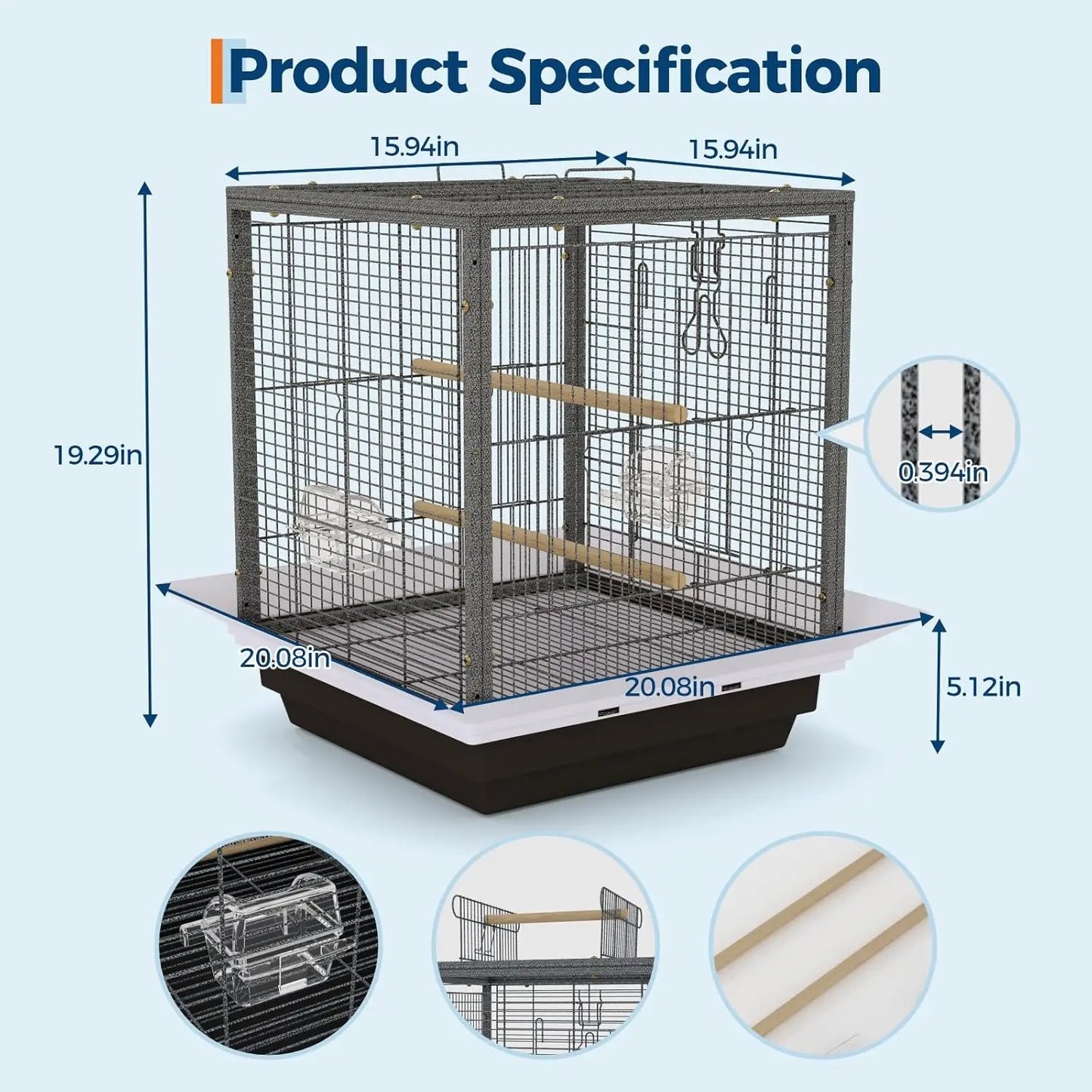 Small Bird Cage for Parakeets Birds Carrier with Removable Tray Portable Travel Habitat for Cockatiels Lovebirds Budgie