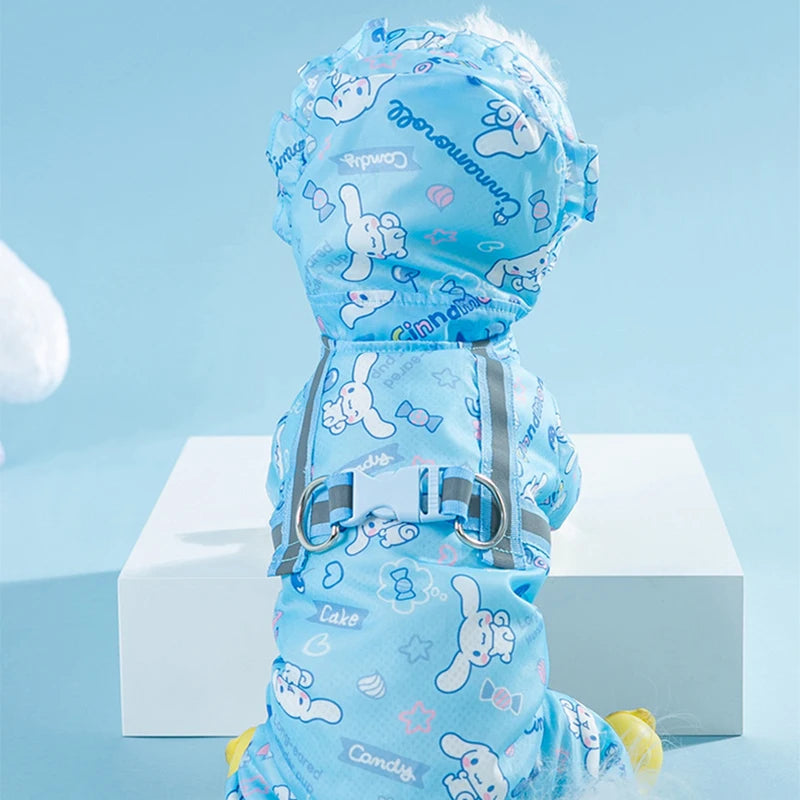 Cinnamoroll Pet Raincoat Waterproof Hood Rain Jacket for Dogs of all Sizes - Keep Your Pup Dry and Stylish