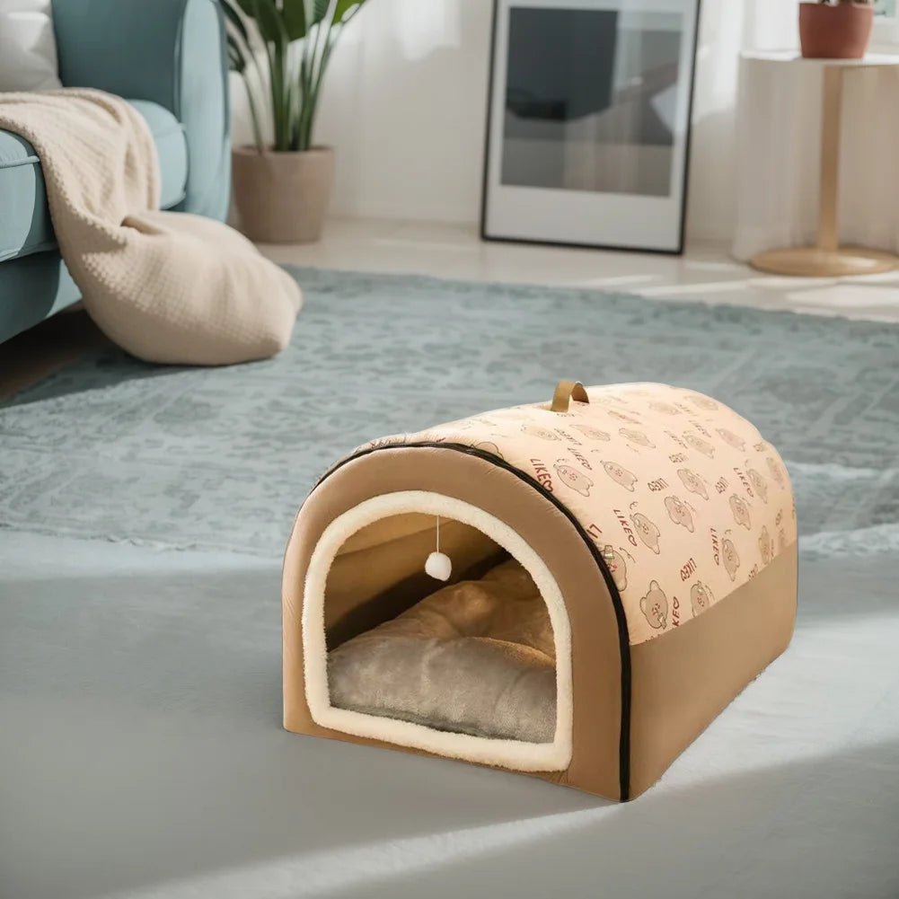 Dogs Bed Nest Detachable Plush Cotton Puppy Shelter Washable Large Dog Bed House Comfortable Cat House Nest for Medium Dogs Cats