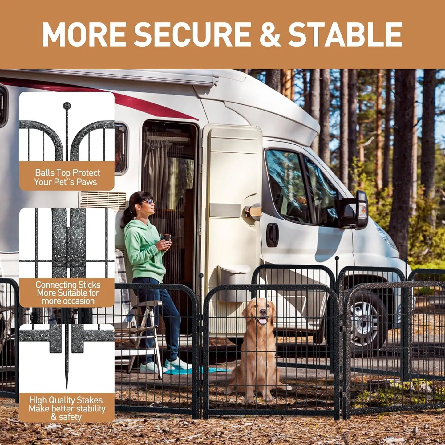 Metal Dog Playpen, 40 Inch Height 16 Panels, Large Dog Fence for Large/Medium/Small Dogs Indoor & Outdoor Bliss,, Customized